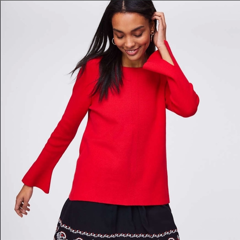 Loft Slit Cuff Crimson Fire Red Sweater